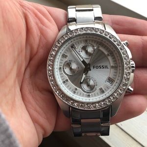Fossil silver diamond watch